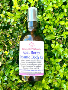 Acai Berry Organic Body Oil Handcrafted Luxurious Skin Moisturizer
