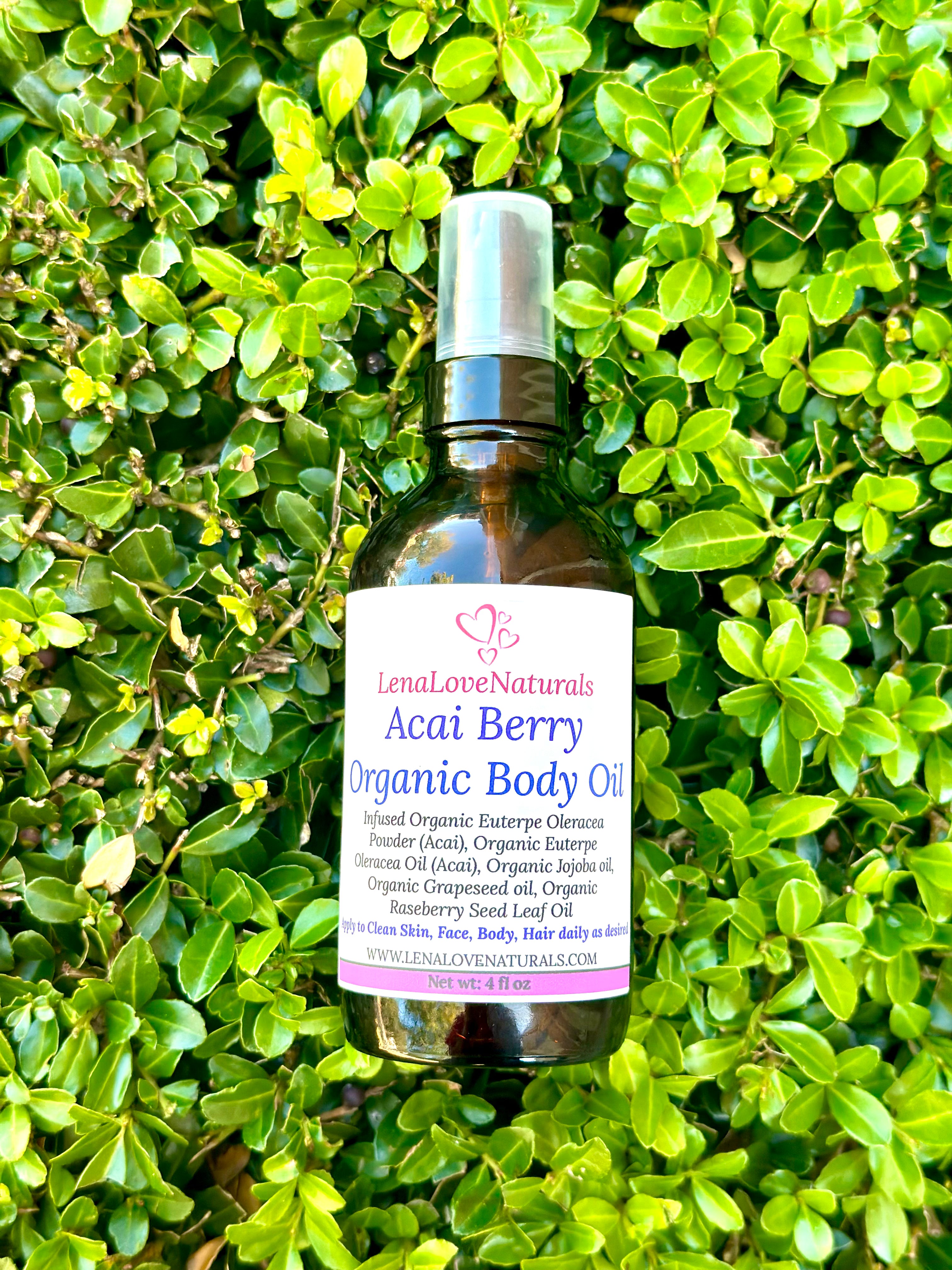 Acai Berry Organic Body Oil Handcrafted Luxurious Skin Moisturizer