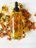 Load image into Gallery viewer, Lily &amp; Calendula Oil, Organic Infused oil, Body Oil, Moisturizer, Yoni Flower oil, Calendula oil, Beauty oil, Jojoba oil, hair and body oil - LenaLoveNaturals

