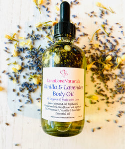Vanilla & Lavender Body Oil, Organic Body oil, Calming oil, Soothing Oil - LenaLoveNaturals