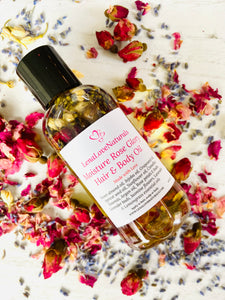 Moisture Rose Glory Hair & Body Oil (Rose oil, Hair growth oil, Lavender oil) 4oz - LenaLoveNaturals